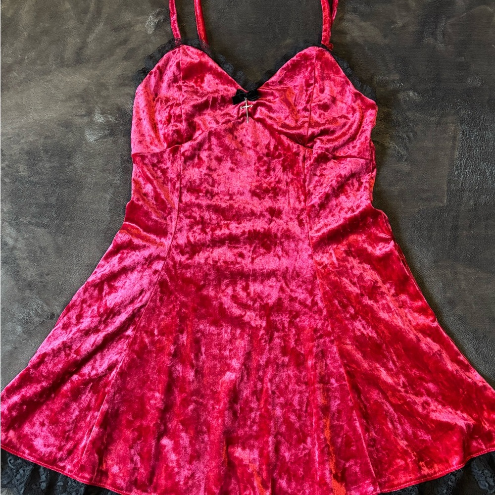 Hot Topic Red Spaghetti Strap Babydoll Dress
